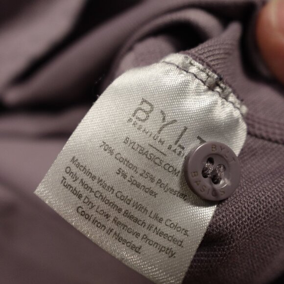 BYLT Drop-Cut Polo Shirt Men’s Large Mauve Gray Polka Dot Stretch - Picture 6 of 7